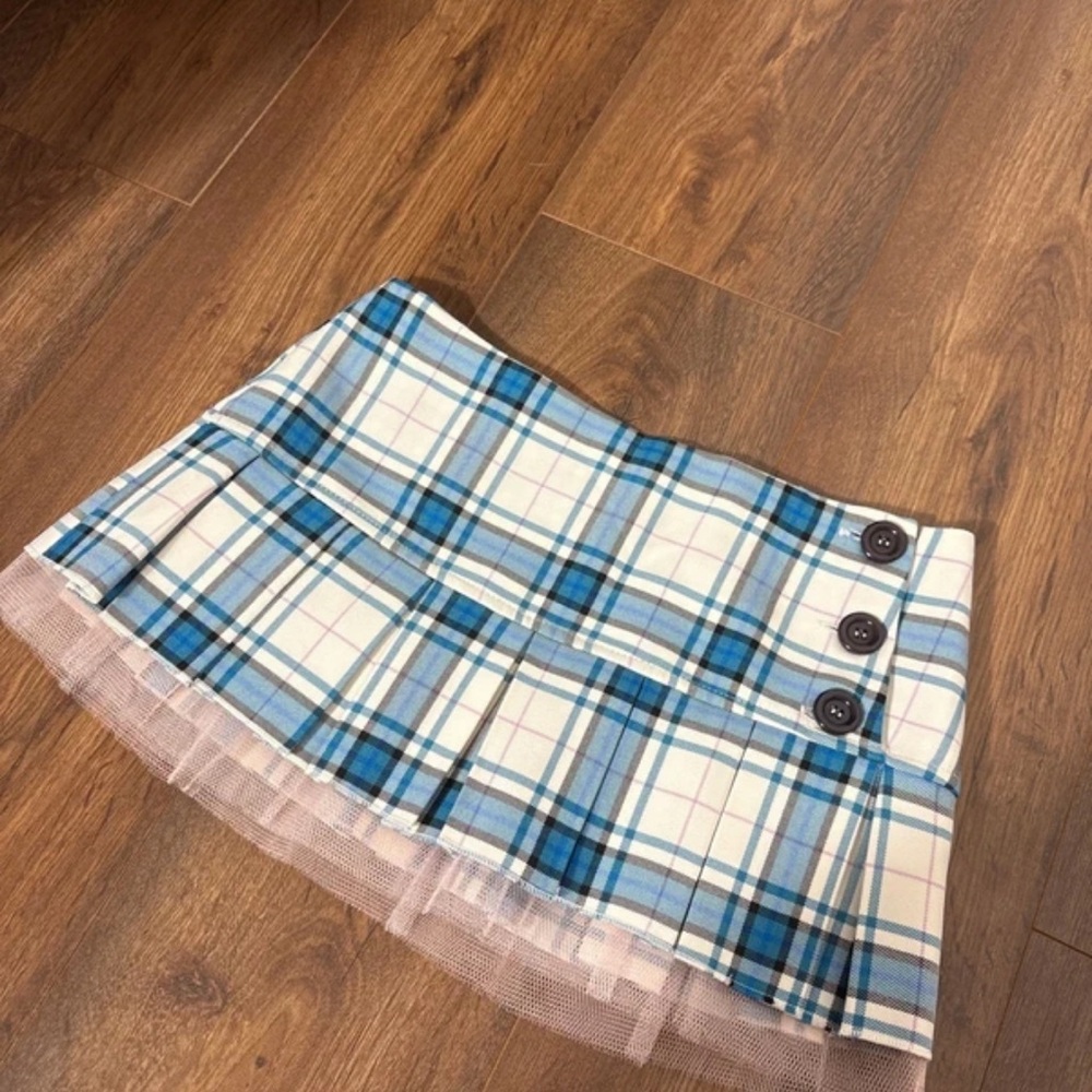 Urban Outfitters Blue and White Plaid Mini Skirt